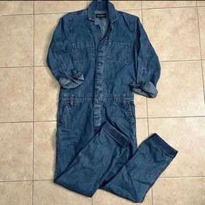 Lucky Brand Denim Boiler Suit Coveralls Button Down Jumpsuit